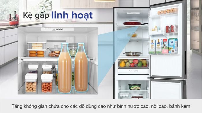 Tủ lạnh Toshiba Inverter 325 lít GR-RB410WE-PMV(37)-SG - Ngăn kệ gấp linh hoạt