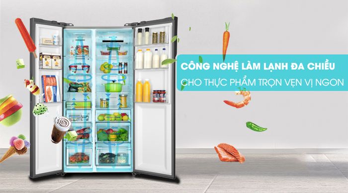 Công nghệ làm lạnh đa chiều - Tủ lạnh AQUA Inverter 576 lít AQR-IG696FS GB