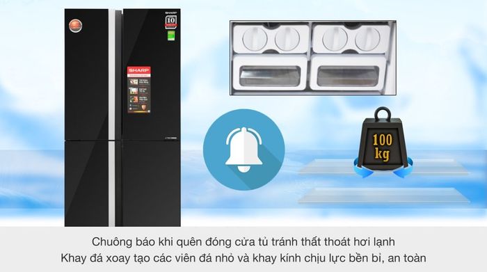 Tủ lạnh Sharp Inverter 605 lít SJ-FX688VG-BK Mẫu 2019 - Khay kính chịu lực bền bỉ