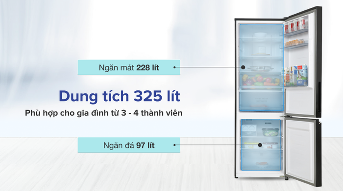 Tủ lạnh Panasonic Inverter 325 lít NR-BC361VGMV - Dung tích sử dụng