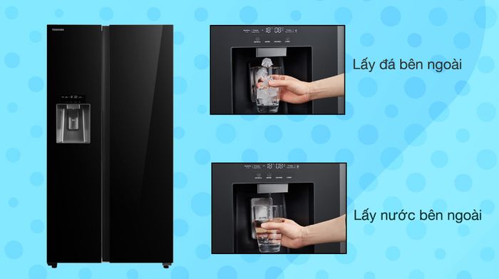 Tủ lạnh Toshiba Inverter 568 lít Side By Side GR-RS755WIA-PGV(22)-XK - Trang bị tiện ích lấy nước và lấy đá bên ngoài