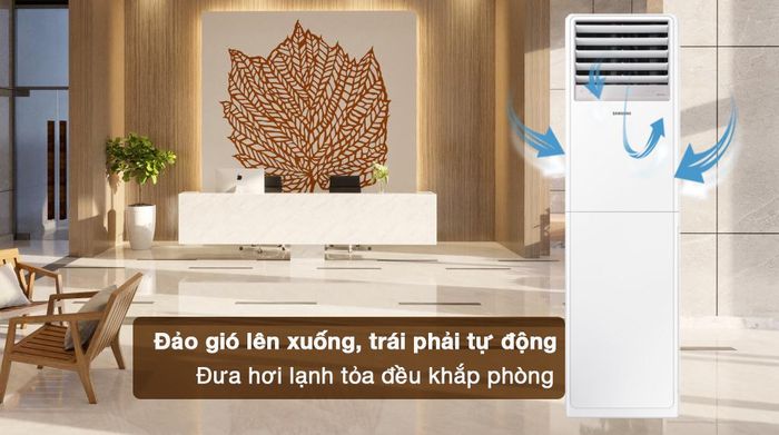 Máy lạnh tủ đứng Samsung Inverter 5 HP AC048BNPDKC/TC - Đảo gió lên xuống trái phải tự động đưa hơi lạnh tỏa đều khắp phòng