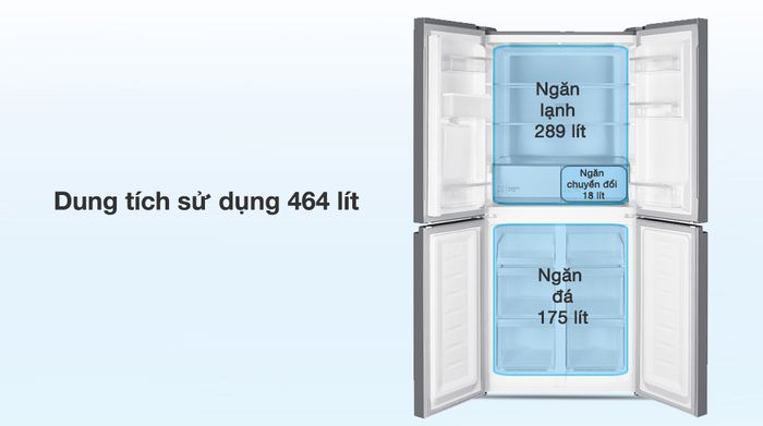 Tủ lạnh Hitachi Inverter 464 lít Multi Door HR4N7520DSWDXVN - Dung tích