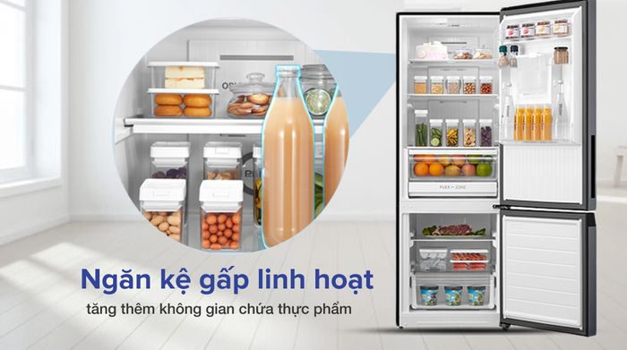 Tủ lạnh Toshiba Inverter 322 lít GR-RB405WE-PMV(06)-MG-Ngăn kệ gấp linh hoạt