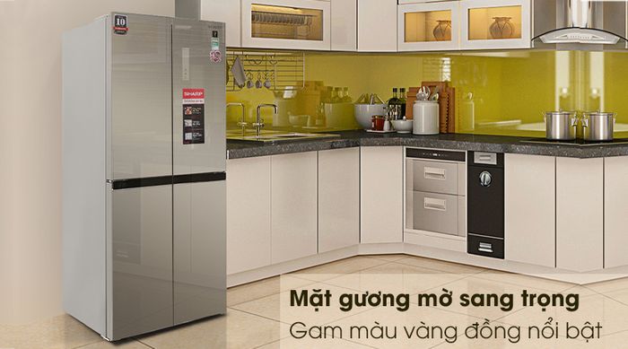 Tủ lạnh Sharp Inverter 401 lít SJ-FXP480VG-CH - Thiết Kế Mặt Gương