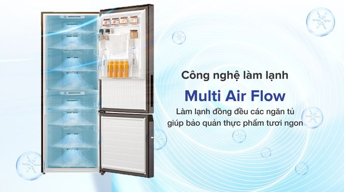 Tủ lạnh Toshiba Inverter 322 lít GR-RB405WE-PMV(06)-MG-Công nghệ làm lạnh Multi Air Flow