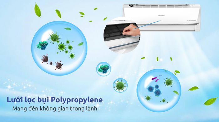 Máy lạnh Sharp Inverter 1 HP AH-X10ZEW - Lưới lọc bụi polypropylene