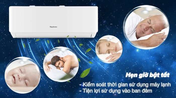 Máy lạnh Nagakawa Inverter 1 HP NIS-C09R2T28 - Hẹn giờ bật tắt tiện lợi cho việc sử dụng