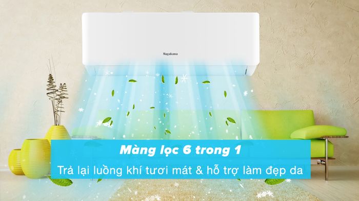 Máy lạnh Nagakawa Inverter 1 HP NIS-C09R2T28 - Màng lọc 6 trong 1 loại bỏ bụi bẩn, khử mùi hôi hiệu quả và hỗ trợ làm đẹp da cho người sử dụng