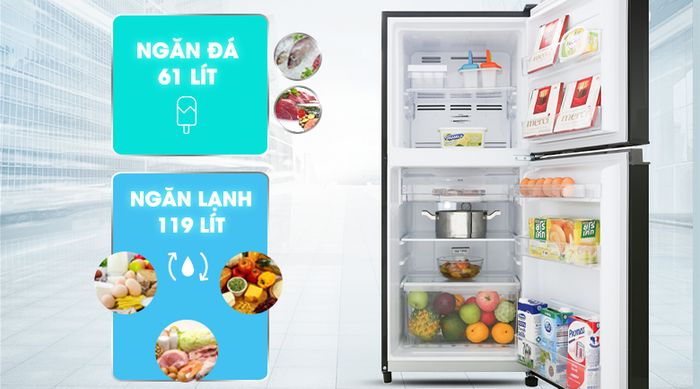 Tủ lạnh Toshiba Inverter 180 lít GR-B22VU UKG - Dung tích