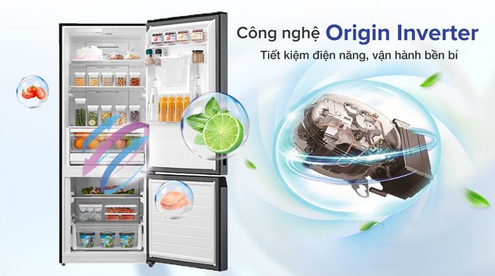 Tủ lạnh Toshiba Inverter 322 lít GR-RB405WE-PMV(06)-MG-Công nghệ Origin Inverter