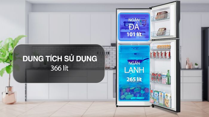 Tủ lạnh Hitachi Inverter 366 lít R-FVX480PGV9 GBK - Ngăn đá và ngăn lạnh