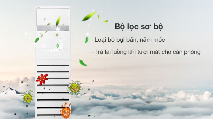 Máy lạnh tủ đứng LG Inverter 3 HP ZPNQ30GR5E0 - Bộ lọc sơ bộ mang lại bầu không khí trong lành cho căn phòng 