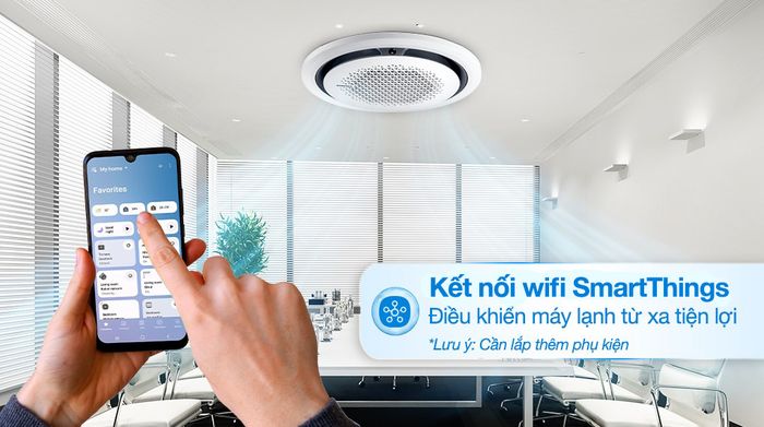 Máy lạnh âm trần Cassette 360 độ Samsung Inverter 4 HP AC120TN4PKC/EA 3 Pha - Kết nối wifi