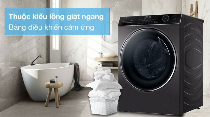 Máy giặt Aqua Inverter 12 kg AQD-A1200H PS - Thiết kế lồng giặt ngang, bảng điều khiển cảm ứng sang trọng