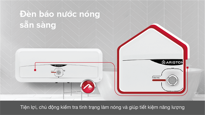 Máy nước nóng gián tiếp Ariston 20 lít 2500W SL2 20 R 2.5FE - MT - Đèn báo nước nóng đã sẵn sàng