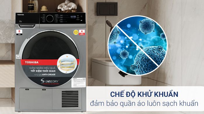 Máy sấy ngưng tụ Toshiba 8 kg TD-K90MEV(SK) - Diệt khuẩn