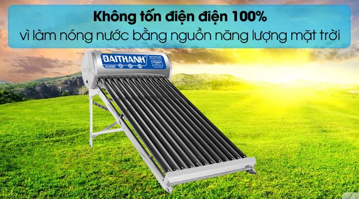 100% không tốn điện - Máy nước nóng năng lượng mặt trời Đại Thành 130 lít Classic 58-12