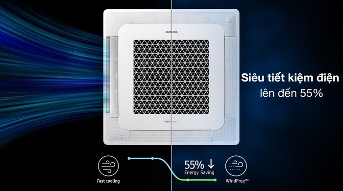 tiết kiệm điện - Máy lạnh âm trần Cassette Samsung Inverter 5 HP WindFree AC140TN4DKC/EA