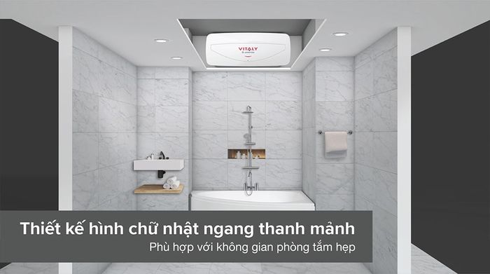 Máy nước nóng gián tiếp Ariston 20 lít 2500W VITALY 20 SLIM 2.5 FE - Thiết kế hình chữ nhật thanh mảnh