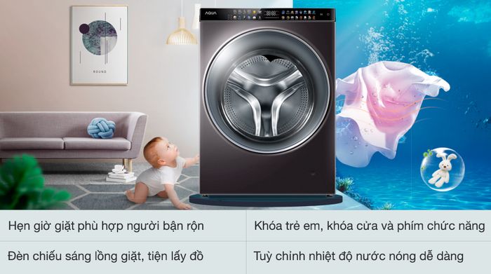 Máy giặt sấy Aqua Inverter 15 Kg AQD-DH1500G PP - Tiện ích