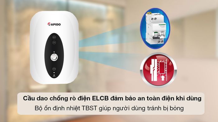 Máy nước nóng trực tiếp Rapido 4500W SONNE - SP4.5 - Chế độ an toàn