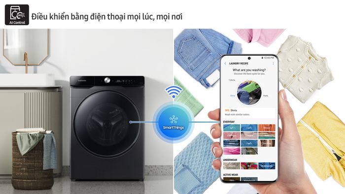 Máy giặt Samsung AI Inverter 9kg WW90TP44DSB/SV - Ứng dụng SmartThing