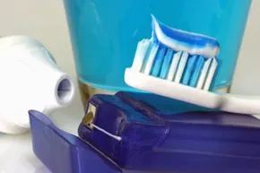 toothbrush and dental floss