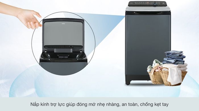 Máy giặt Aqua 12 kg AQW-FR120HT BK - kính chiu lực