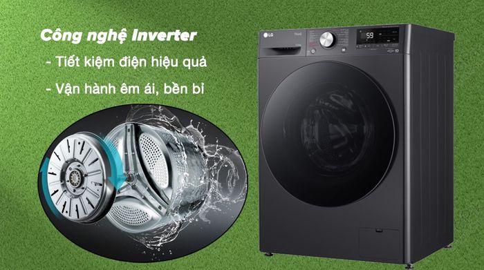 Máy giặt sấy LG Inverter giặt 10 kg - sấy 6 kg FV1410D4M1 - Công nghệ Inverter tiết kiệm điện, vận hành êm ái, bền bỉ