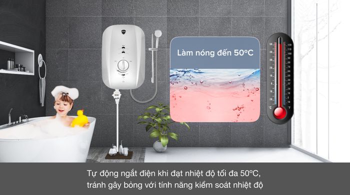 Máy nước nóng trực tiếp Ferroli 4500W MIDO-MSN 4.5S - Cảm biến nhiệt tự động