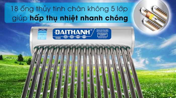Máy nước nóng năng lượng mặt trời Đại Thành 180 lít Vigo 58-18 - Ống thủy tinh chân không