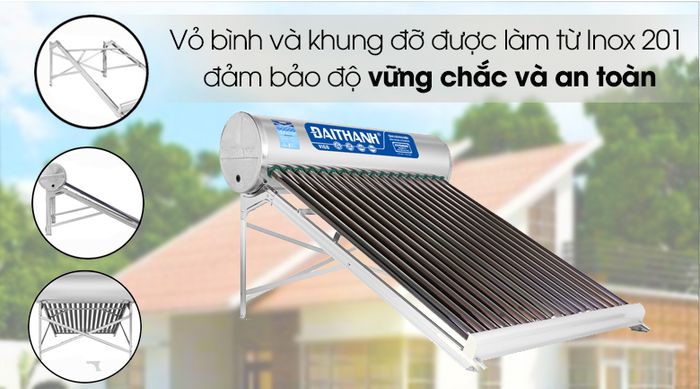 Máy nước nóng năng lượng mặt trời Đại Thành 180 lít Vigo 58-18 - Khung chắc chắn