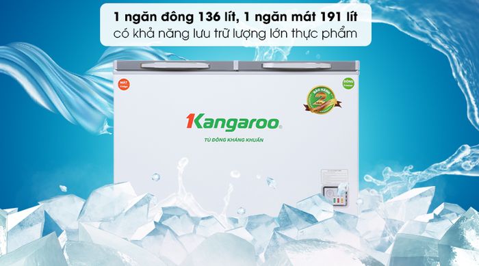 Tủ đông Kangaroo 327 lít KG498KX2 - ngăn lạnh và ngăn đông