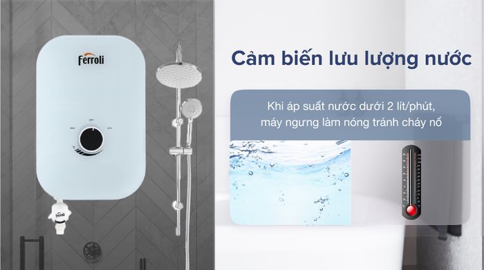 Máy nước nóng trực tiếp Ferroli 4500W MIDO-MXP 4.5S - Cảm biến lưu lượng nước