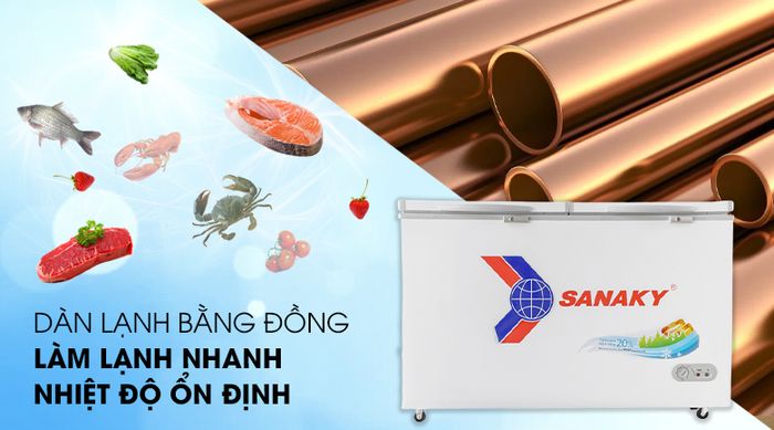 Dàn lạnh bằng đồng - Tủ đông Sanaky VH 5699HY