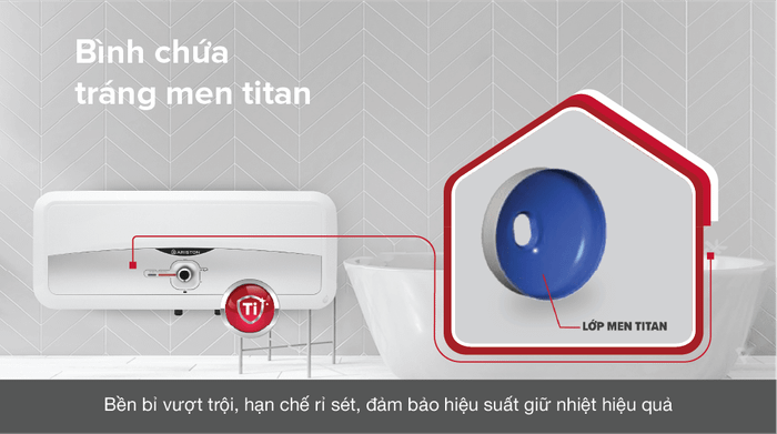 Máy nước nóng gián tiếp Ariston 20 lít 2500W SL2 20 RS 2.5 FE - Lòng bình tráng men titan