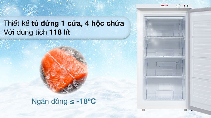 Tủ đông Sanaky 118 lít TD.VH160VD - Tổng quan thiết kế