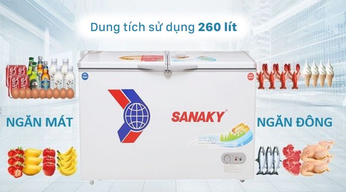 Dung tích 260 lít - Tủ đông Sanaky VH-3699W1