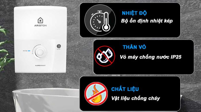 Máy nước nóng trực tiếp Ariston AURES EASY 4.5 D - Chế độ an toàn