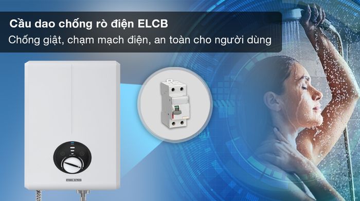 Bình nóng lạnh trực tiếp Stiebel Eltron 4500W XGP 45 EC - Cầu dao chống rò điện ELCB chống giật, chạm mạch điện, an toàn cho người dùng
