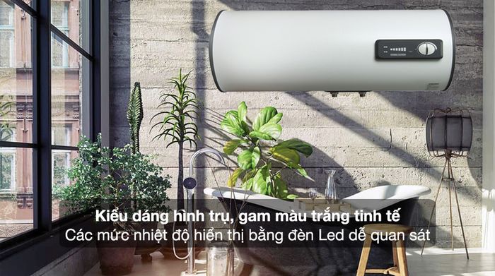 Máy nước nóng gián tiếp Stiebel Eltron 50 lít ESH 50 H Plus T-VN - Kiểu dáng hình trụ, gam màu trắng tinh tế và có hiển thị các mức nhiệt độ đèn Led dễ quan sát