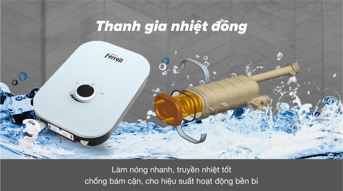 Máy nước nóng trực tiếp Ferroli 4500W MIDO-MXP 4.5S - Thanh đồng gia nhiệt