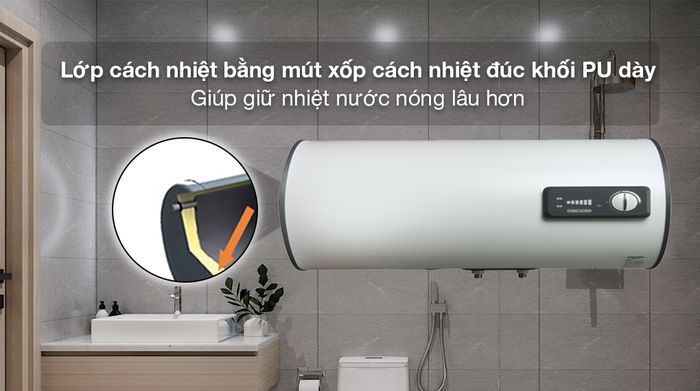 Bình nóng lạnh gián tiếp Stiebel Eltron 100 lít ESH 100 H Plus T-VN - Lớp cách nhiệt mút xốp cách nhiệt đúc khối PU siêu dày giúp giữ nhiệt nước nóng tốt