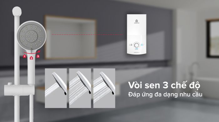 Máy nước nóng trực tiếp Ariston 4500W AURES PREMIUM 4.5 - Vòi sen đi kèm 3 chế độ