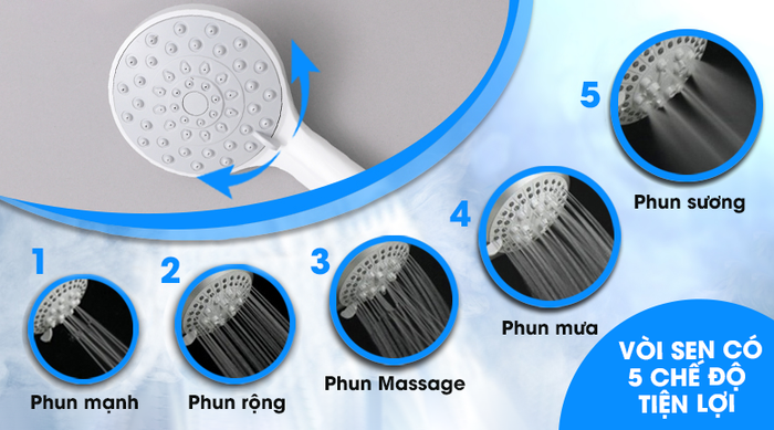 Máy nước nóng Beko BWI45S2D-213 4500W - Vòi sen 5 chế độ phun