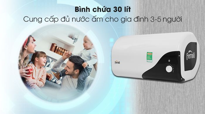 Máy nước nóng gián tiếp Ferroli 30 lít 2500W MIDO-DE - Bình chứa 30 lít