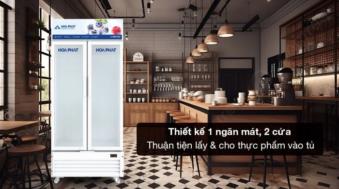 Tủ mát Hòa Phát Inverter 723 lít HSR D8723 - Thiết kế 1 ngăn mát, 2 cửa thuận tiện lấy và cho thực phẩm