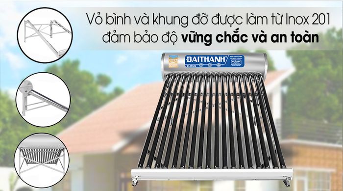 Dễ vận chuyển, lắp đặt - Máy nước nóng năng lượng mặt trời Đại Thành 180 lít Classic 58-18