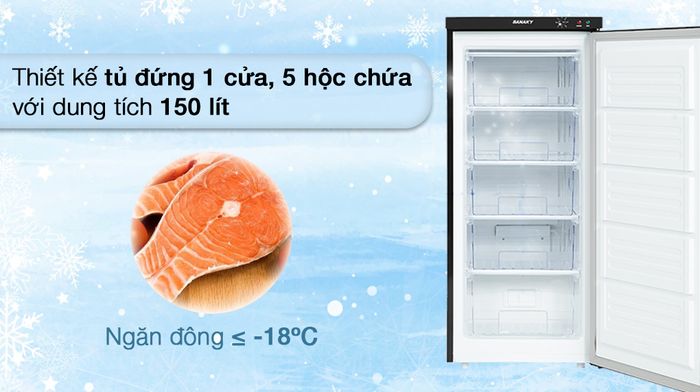 Tủ đông Sanaky Inverter 150 lít TD.VH180VD3 - Tổng quan thiết kế